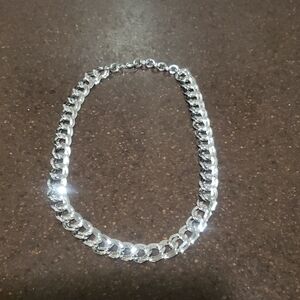 Monet Silver Double Link Curb Chain Necklace.